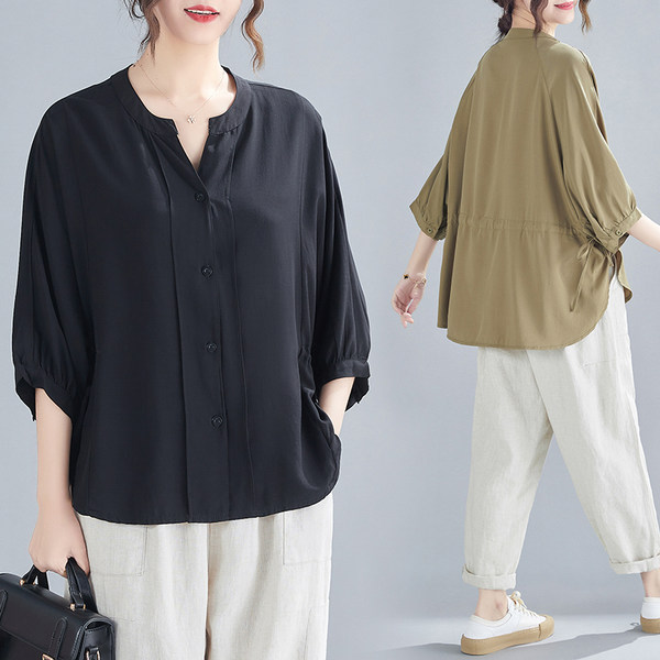 เสื้อลินินคนอ้วน เสื้อทีเชิ้ตคนอ้วนผู้หญิง เสื้อทีเชิ้ตตัวใหญ่ By Literary Plus size
