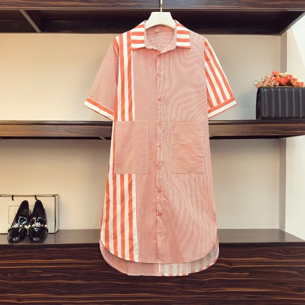 เดรสคนอ้วน เดรสสาวอวบ ชุดเดรสคนอ้วนวัยรุ่นแขนสั้น BY PLUS SIZE Girl