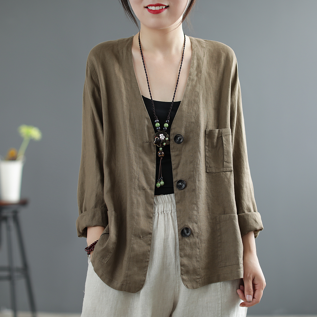 เสื้อลินิน เสื้อผ้าฝ้ายลินิน เสื้อเชิ้ตผ้าลินิน S M l XL จากแบรนด์ ZIMO