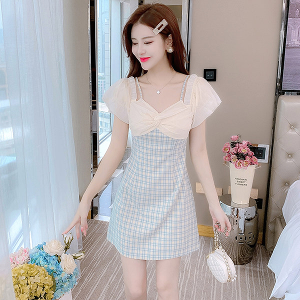 เดรสลูกไม้ เดรสชีฟองสวยๆ แขนสั้น By Meiyi women's clothing