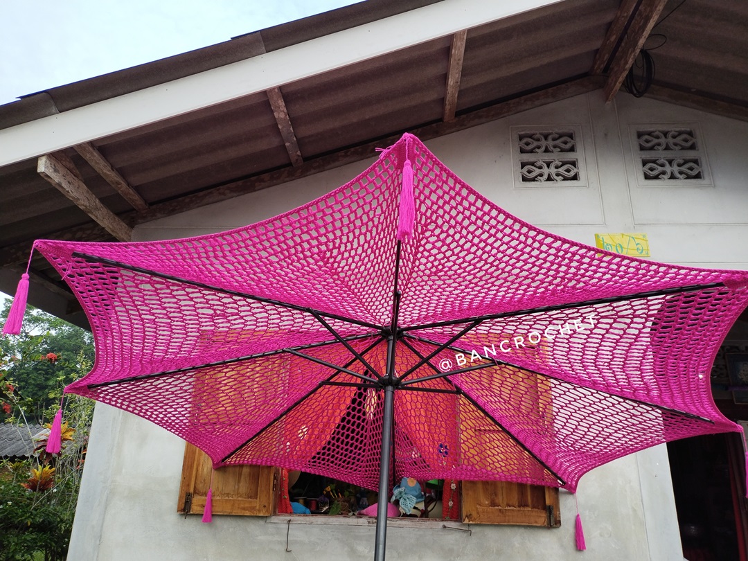 Bancrochet ร่มถักโครเชต์ Crochet Umbrella หลากสี 213*274 cm