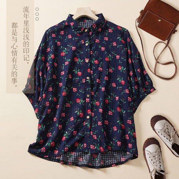 เสื้อลินินคนอ้วน เสื้อทีเชิ้ตคนอ้วนผู้หญิง เสื้อทีเชิ้ตตัวใหญ่ By Literary Plus size