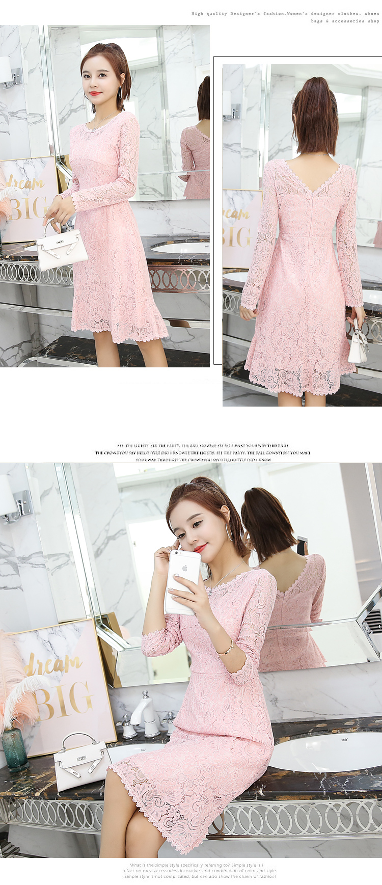 Dress4567 เดรสลูกไม้แขนยาว ซิปหลัง มีซับในอย่างดีทั้งชุด ผ้าลูกไม้เกรดพรีเมียมเนื้อดีลายสวยเนื้อหนามีน้ำหนัก งานสวยเหมือนราคาหลักพัน ทรงสวยเรียบหรูใส่ทำงาน/ใส่ออกงานได้ **พร้อมส่งสีชมพูสีเดียวค่ะ