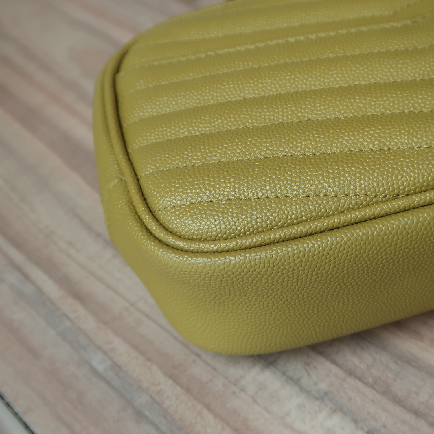 Saint Laurent Light Chatreuse Grain De Poudre Matelasse Mini Lou Camera GHW