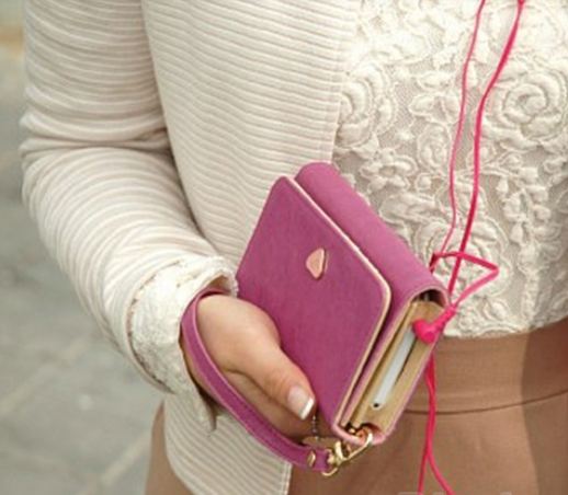 กระเป๋าสตางค์ผู้หญิง กระเป๋าสตางค์ใบยาว กระเป๋าใส่โทรศัพท์ Samsung Galaxy S2 S3 Iphone 4S ดีไซน์ มีช่องออก ของสายหูฟัง สวยเก๋ 760594