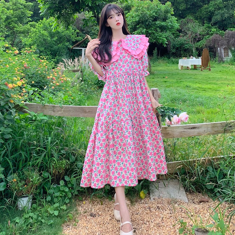 เดรสแขนสั้น มีไซส์ L-4XLอก 38-47 นิ้ว ใส่ได้ทั้งสาวหุ่นดีน่ารักจนถึงสาวอวบพลัสไซส์