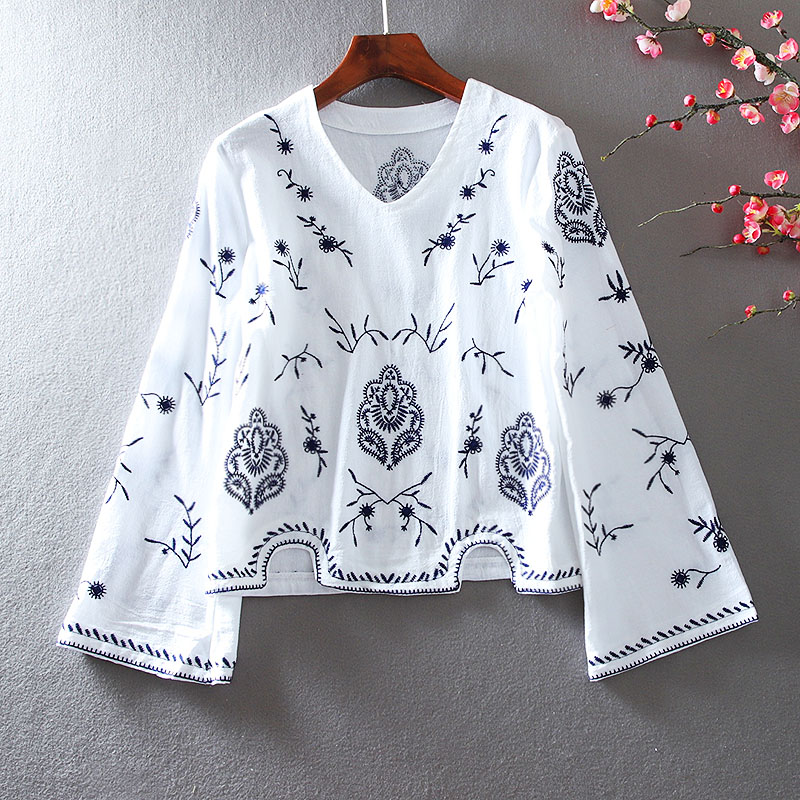 เสื้อลินิน เสื้อผ้าฝ้ายลินิน เสื้อเชิ้ตผ้าลินิน ปักลายสวยๆด้วยด้าย สไตล์VINTAGE BY Dreamroom