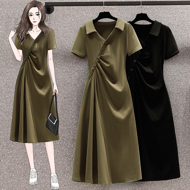 เดรสแขนสั้น มีไซส์ L-4XLอก 38-47 นิ้ว ใส่ได้ทั้งสาวหุ่นดีน่ารักจนถึงสาวอวบพลัสไซส์