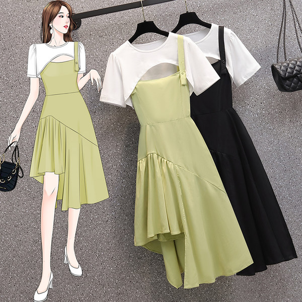 เดรสคนอ้วน เดรสสาวอวบ ชุดเดรสคนอ้วนวัยรุ่น เหมือนใส่เอี๊ยม BY PLUS SIZE Girl