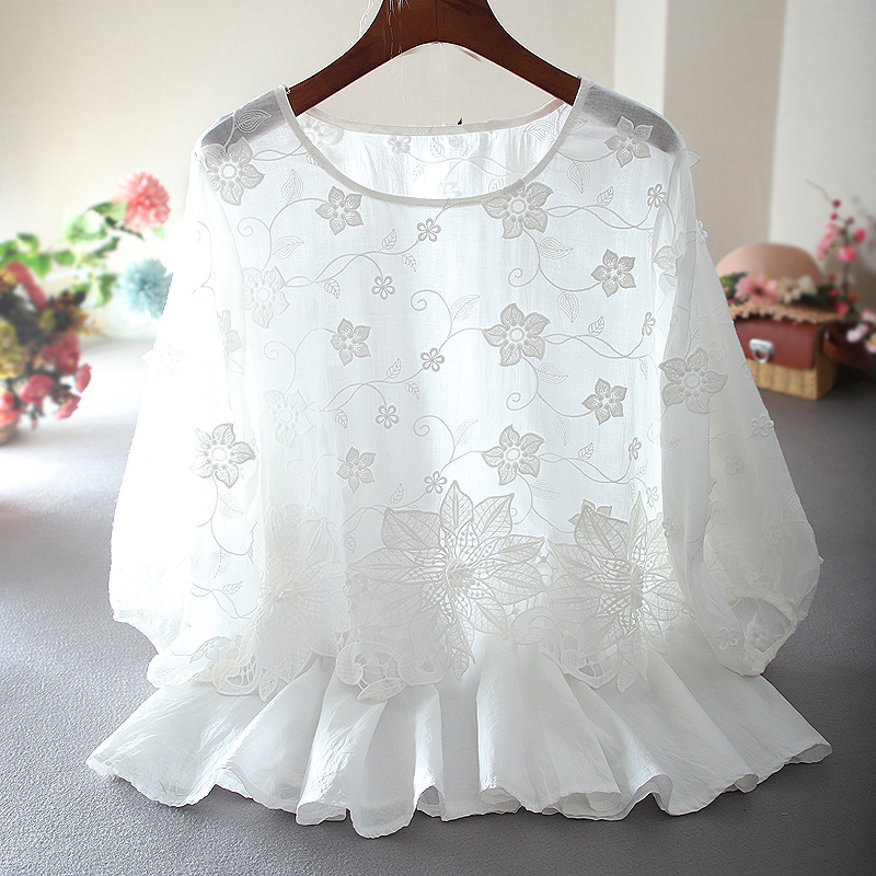 เสื้อลินิน เสื้อผ้าฝ้ายลินิน เสื้อเชิ้ตผ้าลินิน ปักลายสวยๆด้วยด้าย สไตล์VINTAGE BY Dreamroom