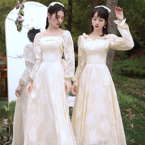 ชุดเพื่อนเจ้าสาวสีครีม ชุดเพื่อนเจ้าสาว ชุดไปงานแต่งงาน