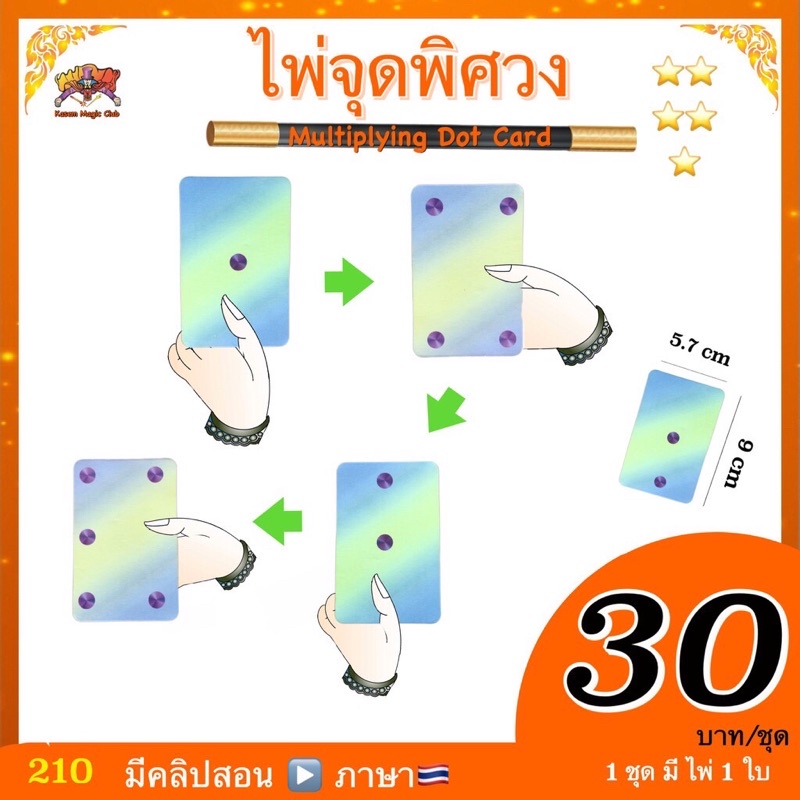 (มีคู่มือ🇹🇭) อุปกรณ์มายากล ไพ่จุดพิศวง ( Multiplying Dot Card (small))