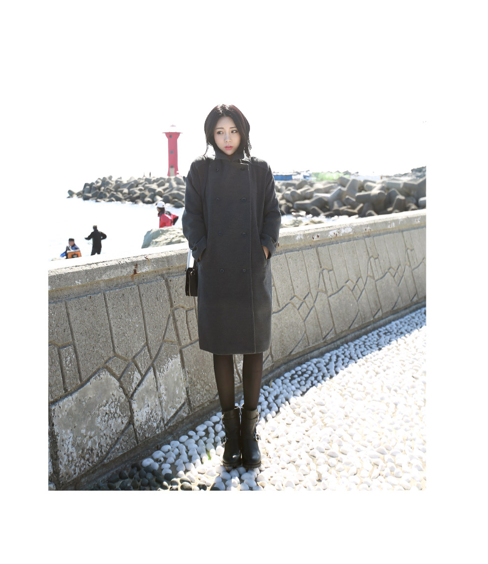 OverCoat เสื้อโค้ทกันหนาวตัวยาว สีเทาดำ งานดี ผ้าวูลเนื้อดีเรียบไม่เป็นขุย บุซับในกันลมอย่างดี พร้อมส่ง