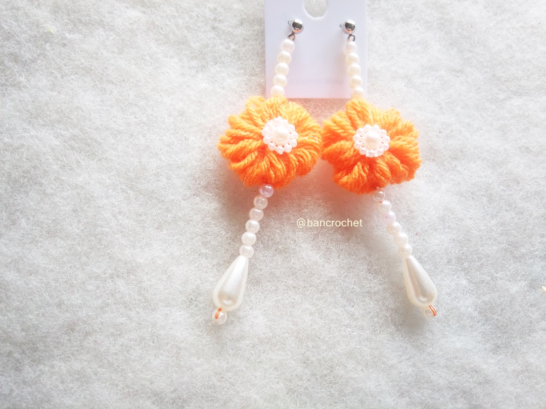Bancrochet ต่างหูถักโครเชต์ crochet earrings หลากสี 4-6 นิ้ว