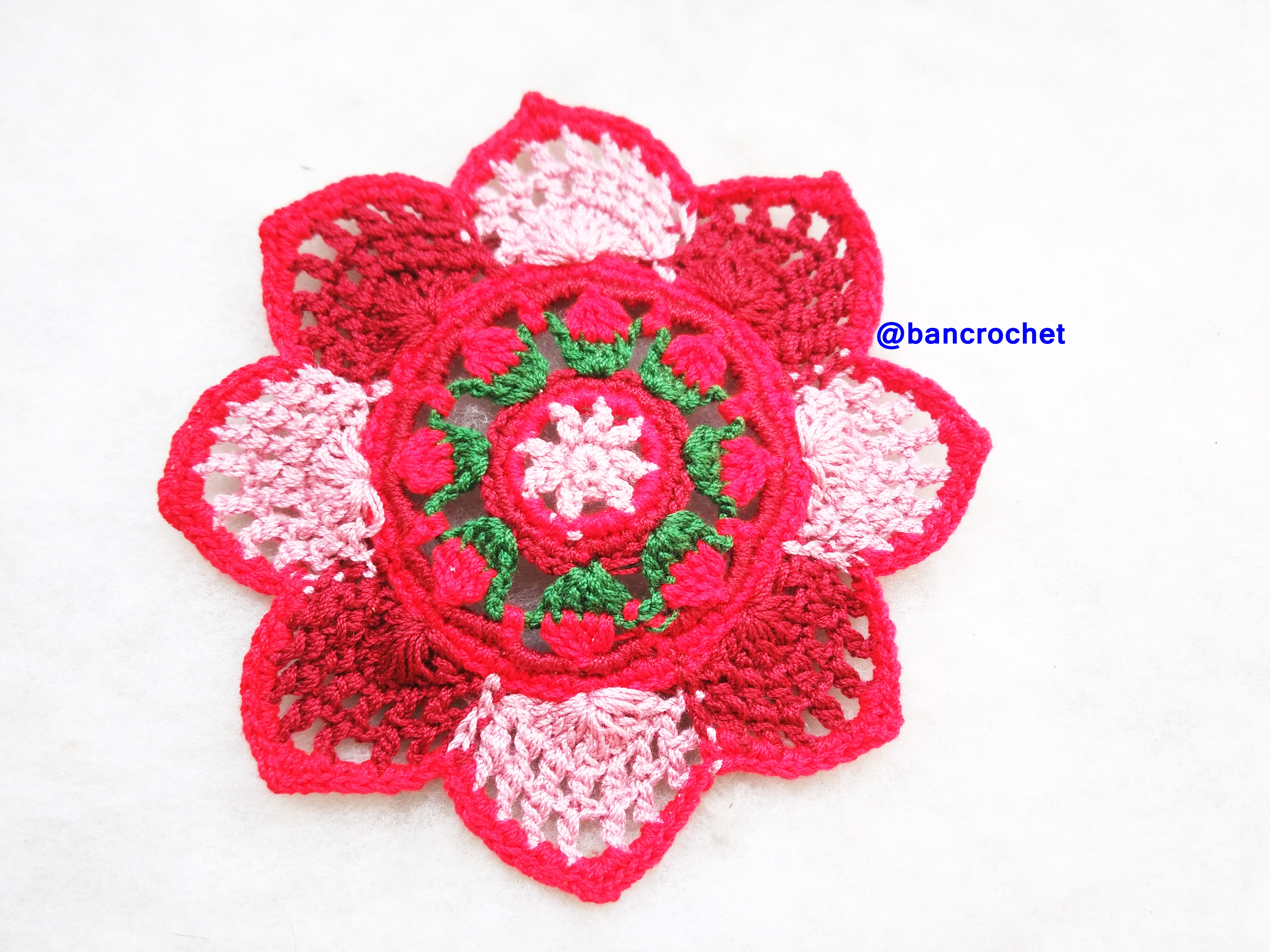 Bancrochet ที่รองแก้วถักโครเชต์ crochet coasters หลากสี 4 นิ้ว