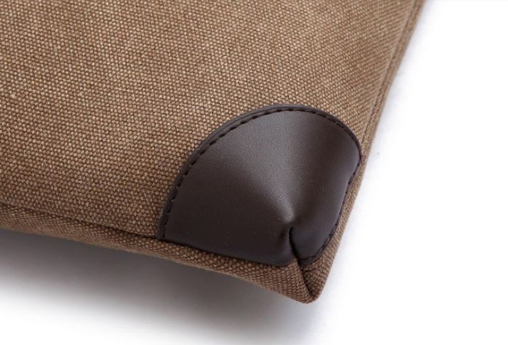 กระเป๋าสะพายข้างผู้ชาย ขนาดกลาง กระเป๋าสะพายผ้าแคนวาส แบบไม่มีฝาปิด ใช้ง่าย กระเป๋าสะพายข้างผู้หญิง ผู้ชายใช้ได้ สีน้ำตาล น้ำเงิน 607366