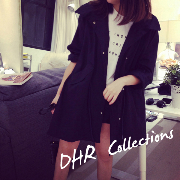 เสื้อคลุมสไตล์เกาหลี สีกรมท่าเข้ม มีฮู้ด ผูกเอว ทรงสวย ผ้าเนื้อด้าน ไม่หนา ใส่คลุมกำลังดี พร้อมส่งเลยจ้า สีกรมท่า