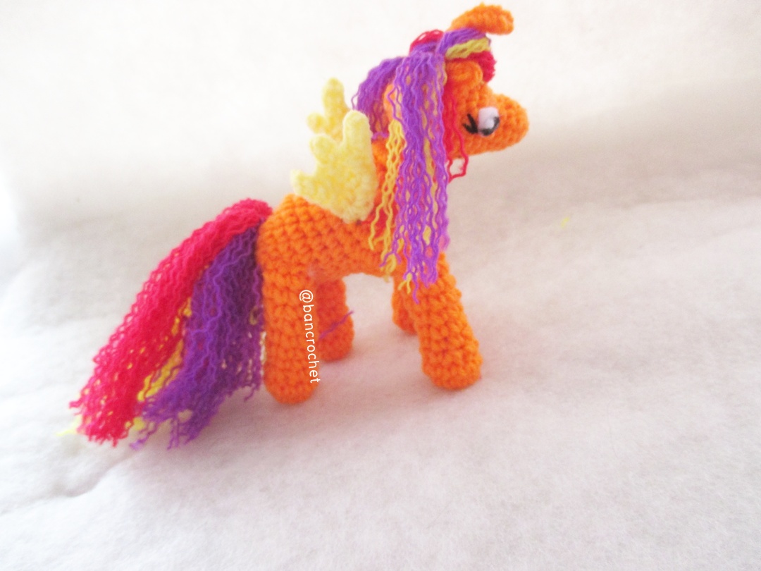ม้าโพนี่ถัก pony amigurumi crochet ส้ม 4 นิ้ว