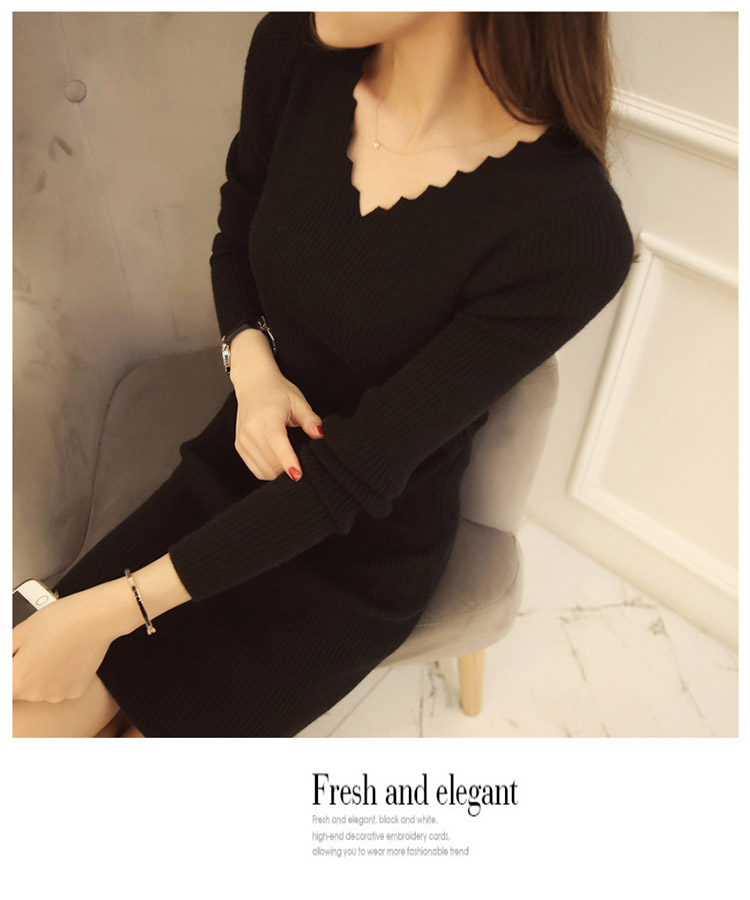 เสื้อไหมพรม ตัวยาว ผ้าร่อง คอวี พร้อมส่ง