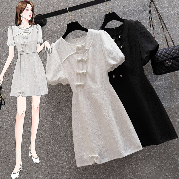 เดรสคนอ้วน เดรสสาวอวบ ชุดเดรสคนอ้วนวัยรุ่นแขนสั้น BY PLUS SIZE Girl
