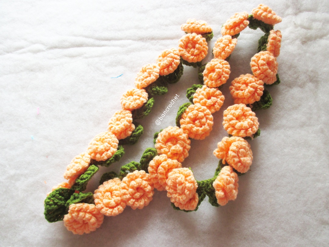 Bancrochet ดอกไม้ถัก สายประดับดอกไม้ ประดับ Crochet Flowers หลากสี 60 cm