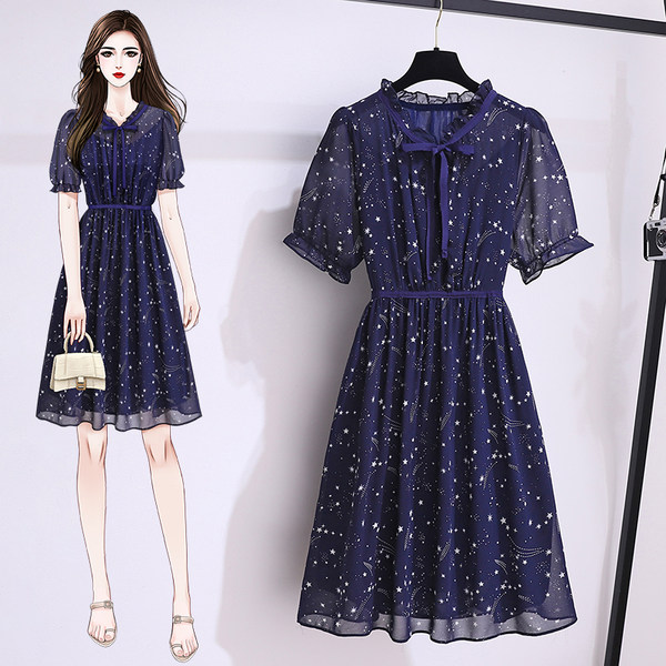 เดรสคนอ้วน เดรสสาวอวบ ชุดเดรสคนอ้วนวัยรุ่นแขนสั้น BY PLUS SIZE Girl