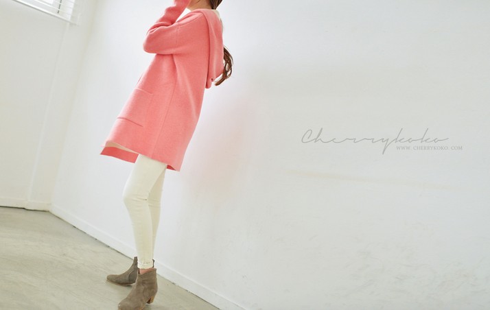 เสื้อกันหนาวฮู้ดดี้ ทรงเก๋ๆ แบบเกาหลี ผ้าเนื้อนิ่ม พร้อมส่ง สีชมพูโอรส น่ารักมากๆค่ะ สีชมพูโอรส