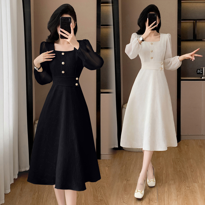 เดรสสีดำ ชุดเดรสคนอ้วน ชุดเดรสสาวพลัสไซส์ XL-5XL