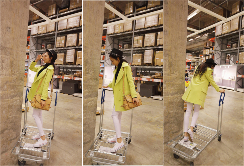 Korean hot double-breasted long-sleeved coat โค้ททรงสวยสีเขียวนีออน แบรนด์ RJ STORY แท้ พร้อมส่ง สีเขียวนีออน ตามภาพ สีจริงสวยค่ะ