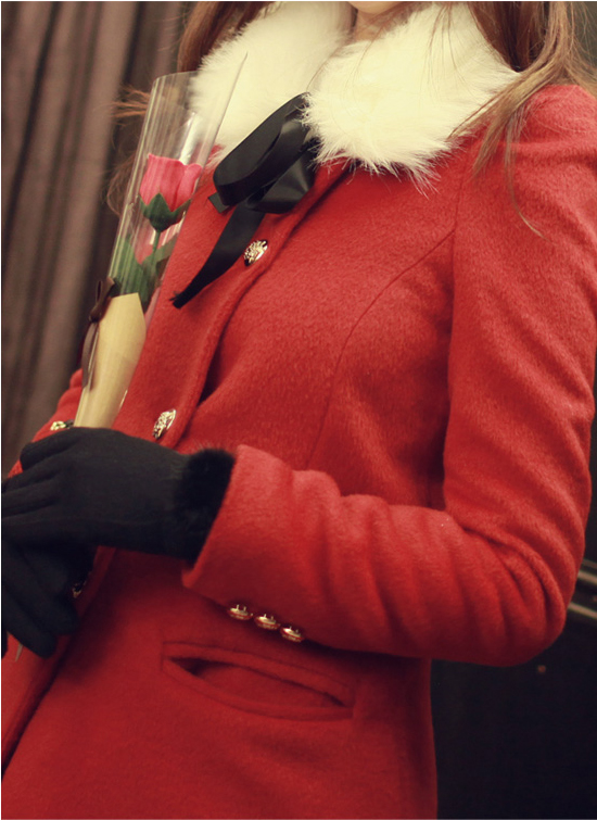 โค้ทกันหนาว สีแดง เก๋ๆ แบบสวยทรงผู้ดีมากๆ แถมขนเฟลอ (ถอดออกได้) ดูดีสุดๆ แบรนด์ RJ STORY แท้ พร้อมส่ง red