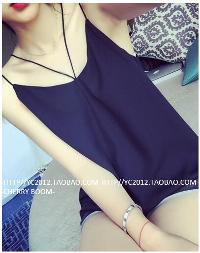 เสื้อสายเดี่ยวสุด sexy แต่งสายโชว์หลัง ผ้าชีฟอง 2 ชั้น