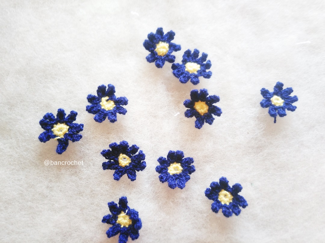 Bancrochet ดอกไม้จิ๋วถักโครเชต์ crochet mini flowers สี 0.5 นิ้ว
