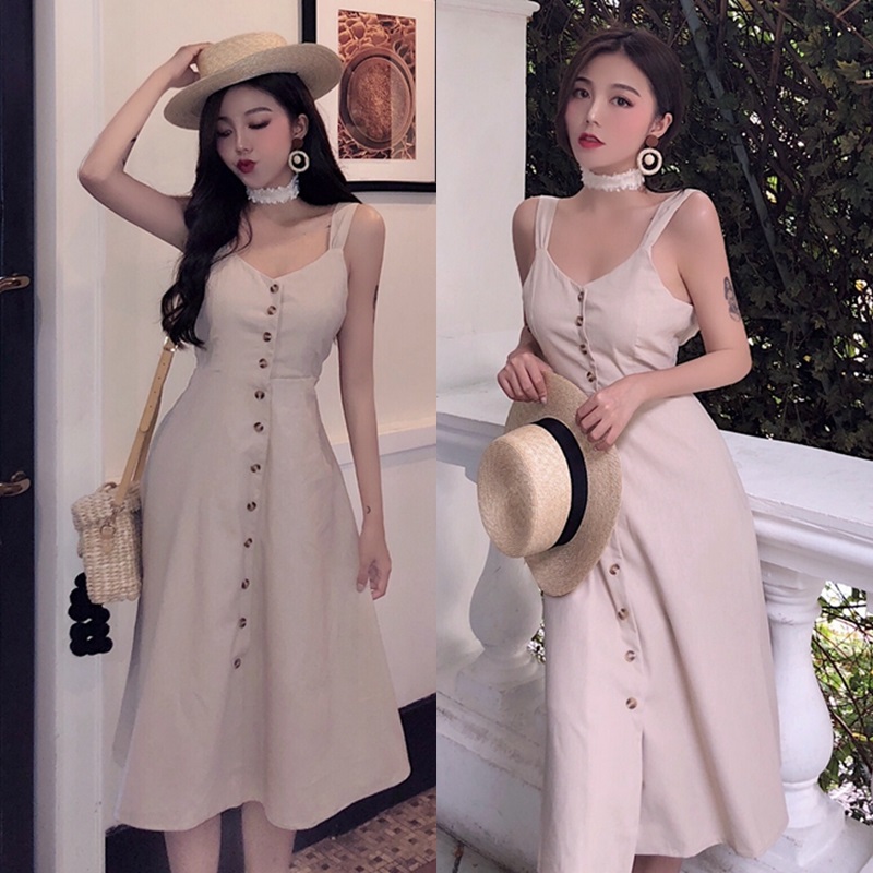 Dress4565 เดรสยาวกระดุมผ่าหน้าสีพื้นครีม ผ้าคอตตอนยีนส์เนื้อดีหนาสวยมีน้ำหนัก งานดีทรงดีสีสวยสไตล์มินิมอล ใส่สวยดูดี ทรงนี้ใส่ได้เรื่อยๆ