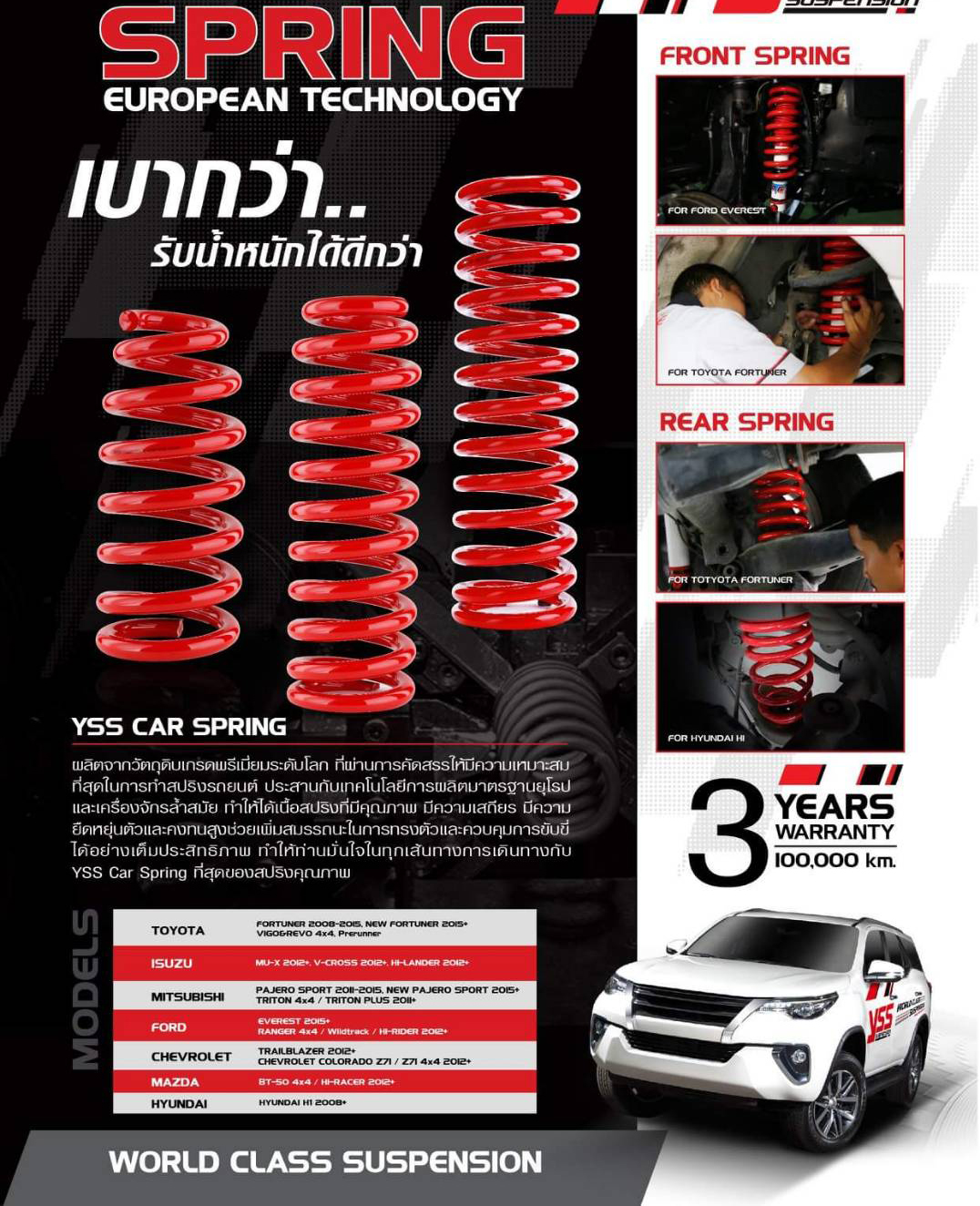 สปริงรถยนต์ (คู่หลัง) YSS FOR HYUNDAI H1