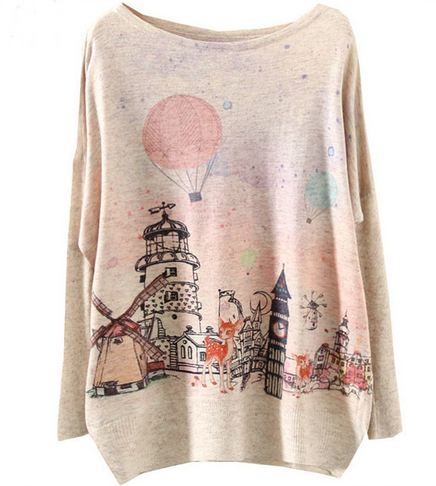 เสื้อกันหนาว เสื้อคลุมแขนยาว ถัก นิตติ้ง ลาย บอลลูน แฟขั่น ยุโรป เสื้อคลุม ตัวหลวม ๆ ใส่เท่ ๆ กันหนาว ในห้องเรียน ในออฟฟิต น่ารักค่ะ 596136