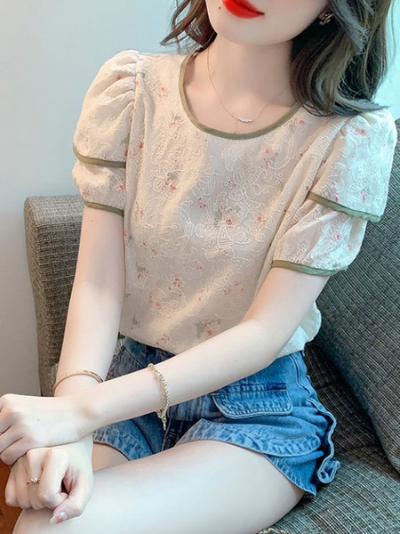 เสื้อลูกไม้ แขนสั้น