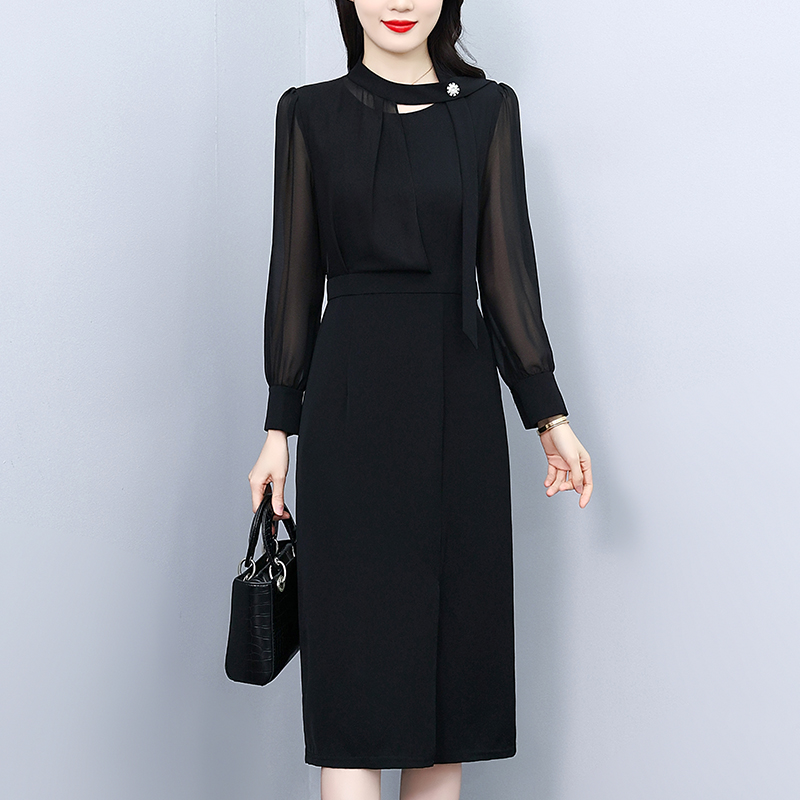 เดรสสีดำ ชุดเดรสคนอ้วน ชุดเดรสสาวพลัสไซส์ XL-5XL