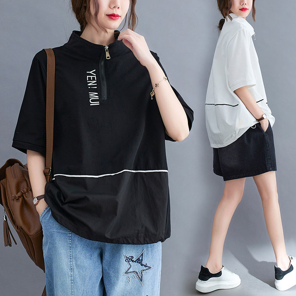 เสื้อยืดคนอ้วน สไตล์ญี่ปุ่น เสื้อยืดคนอ้วนผู้หญิง เสื้อทีเชิ้ตตัวใหญ่