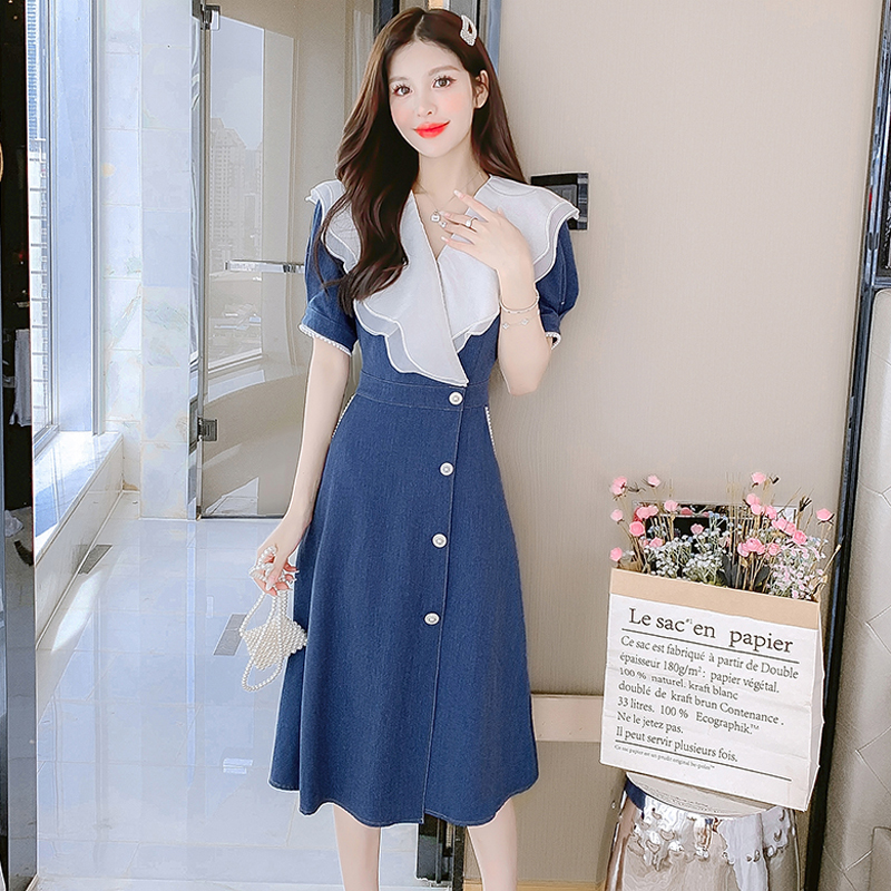 เดรสลูกไม้ เดรสชีฟองสวยๆ แขนสั้น By Meiyi women's clothing
