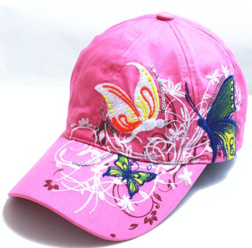 หมวก cap หมวกมีปีก หมวกเบสบอล ปักลาย ผีเสื้อ สีชมพู หวาน หมวกแก๊ป งาน Hand made ไม่ซ้ำใคร สายด้านหลังปรับขนาดตามต้องการ 635599_3