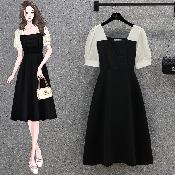 เดรสคนอ้วน เดรสสาวอวบ ชุดเดรสคนอ้วนวัยรุ่นแขนสั้น BY PLUS SIZE Girl