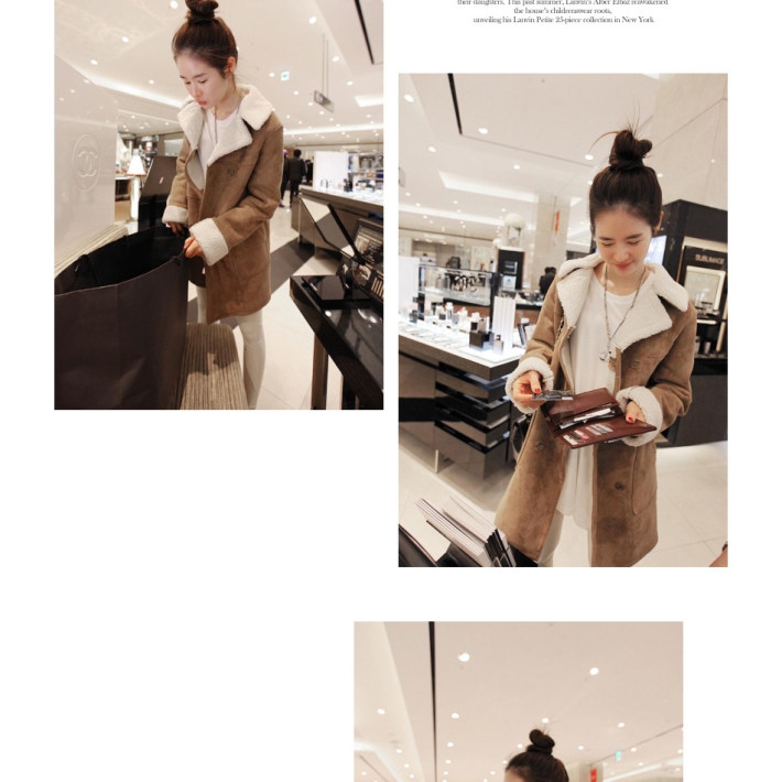 เสื้อโค้ทกันหนาว เนื้อผ้าคล้ายๆหนังกลับ แต่งขนแกะ ดูดี อุ่นนนน แบบเก๋สุดๆ พร้อมส่งเลยจ้า งานตามแบบ