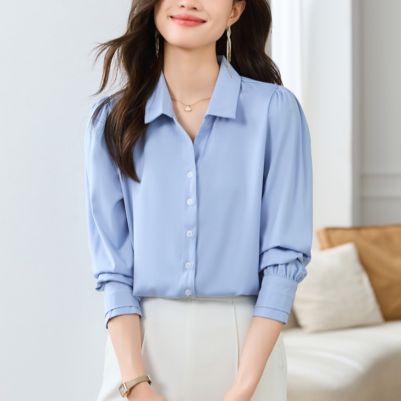 เสื้อเชิ้ตผู้หญิงแขนยาว เสื้อเชิ้ตผู้หญิงใส่ทํางาน 390 บาทต่อชิ้น ฟรีค่าจัดส่ง