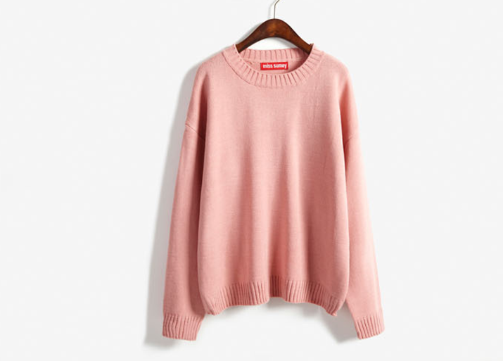 Sweater เสื้อสเวทเตอร์แขนยาว สีชมพู ทรงสวย จะใส่เดี่ยวไหรือใส่โค้ทคลุมก็เริ่ด