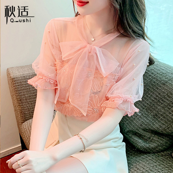 เสื้อลูกไม้ แขนสั้น