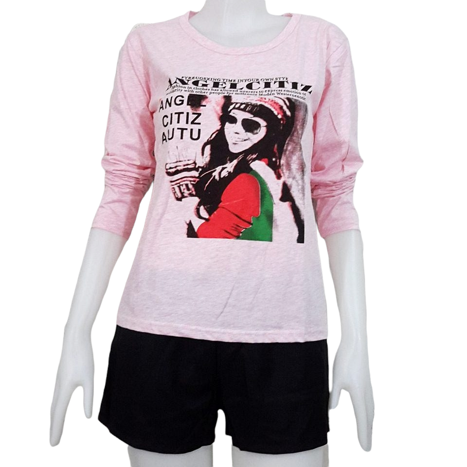 Blouse3668 เสื้อยืดแขนยาวสีพื้นสกรีนลายเก๋ๆ (มีหลายสีหลายลาย) ผ้าคอตตอนเนื้อดีนุ่มใส่สบาย งานดีแมทช์ง่าย แมทช์ได้ทั้งขาสั้นและขายาว