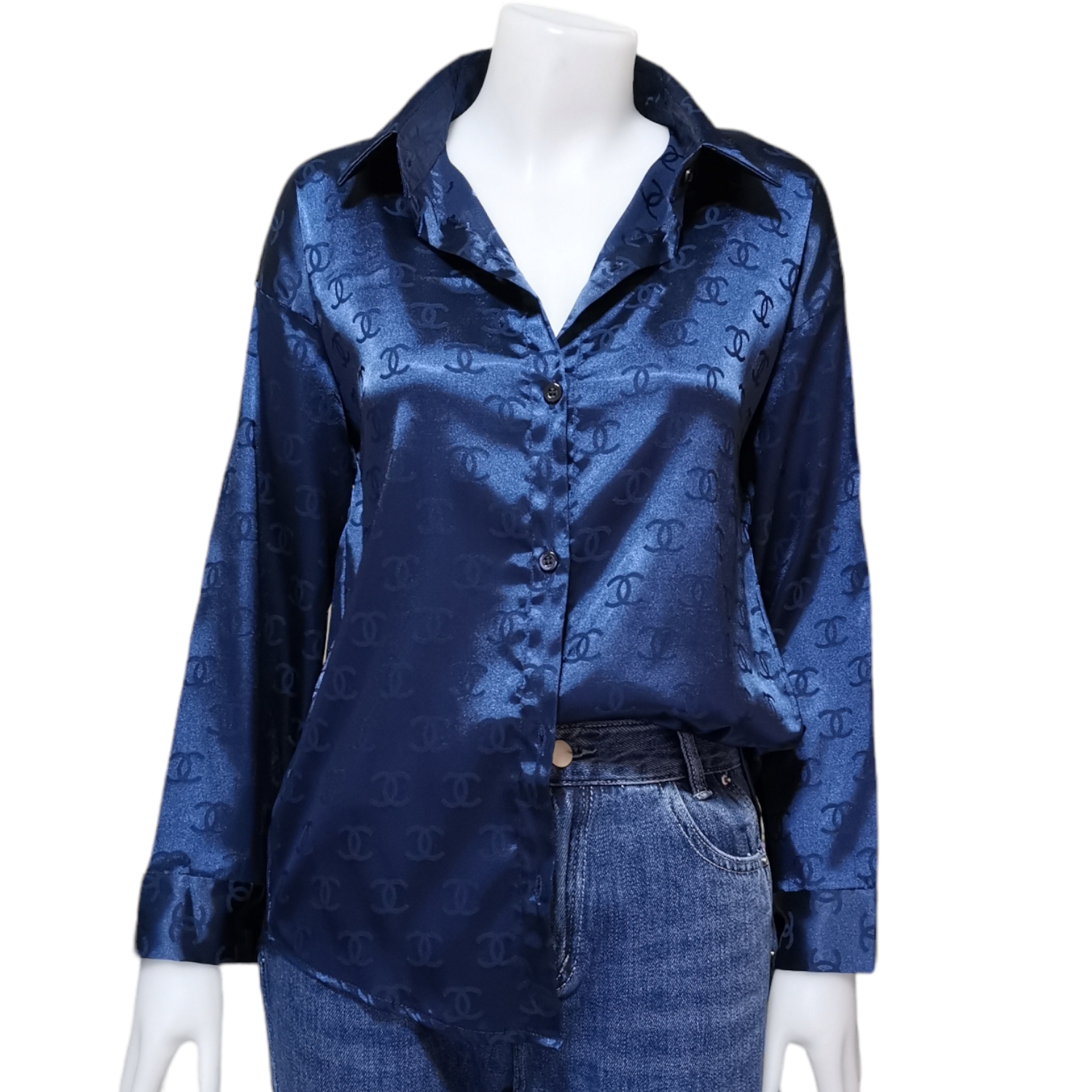 Blouse3873 เสื้อเชิ้ตแขนยาวกระดุมผ่าหน้า ผ้าซาตินเนื้อดีนุ่มใส่สบาย งานสวยแมทช์กับอะไรก็เข้า ใส่เที่ยว/ใส่ทำงานได้