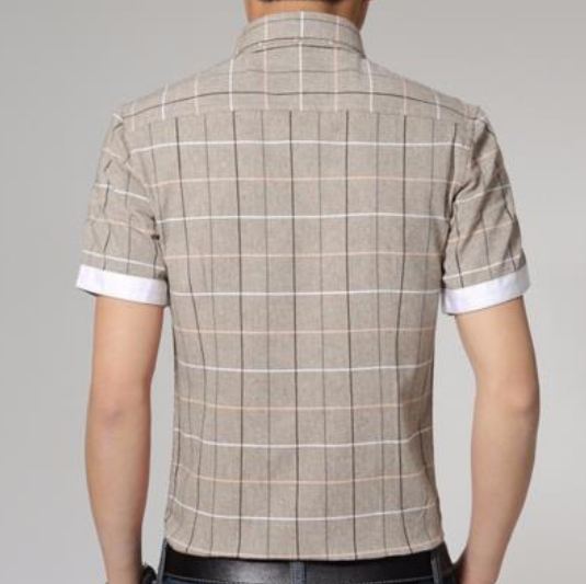 เสื้อเชิ้ตผู้ชาย ใส่ทำงาน เสื้อคอปกแขนสั้น ลายสก๊อต ลายตาราง สี่เหลี่ยม แบบสวย พับแขน อีกสี เสื้อผู้ชาย แบบติดกระดุม ดีไซน์ สวย เข้ารูป 212890