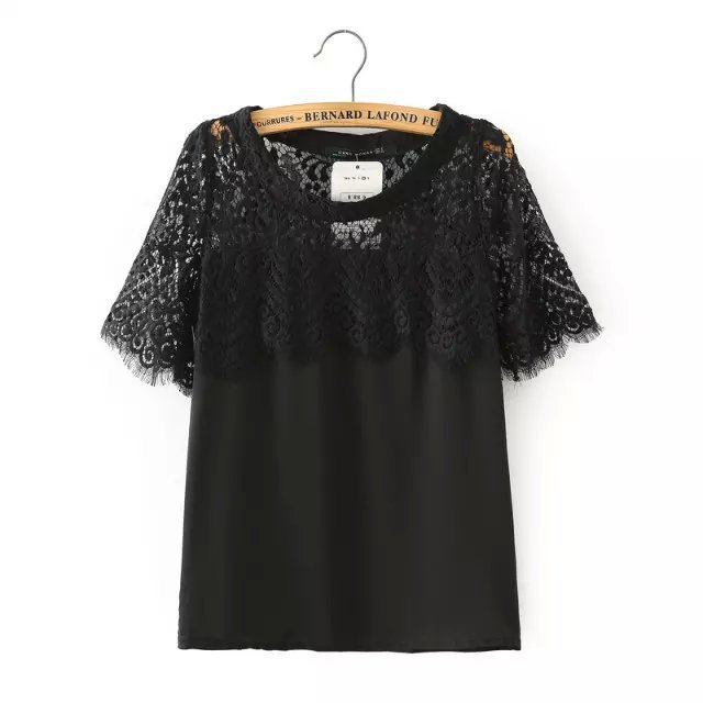 Blouse3507 เสื้อแต่งลูกไม้ช่วงอกและแขน ผ้าชีฟองเนื้อหนาสีพื้น งานน่ารัก แมทช์กับขาสั้นหรือขายาวก็ดูดีไม่แพ้กัน