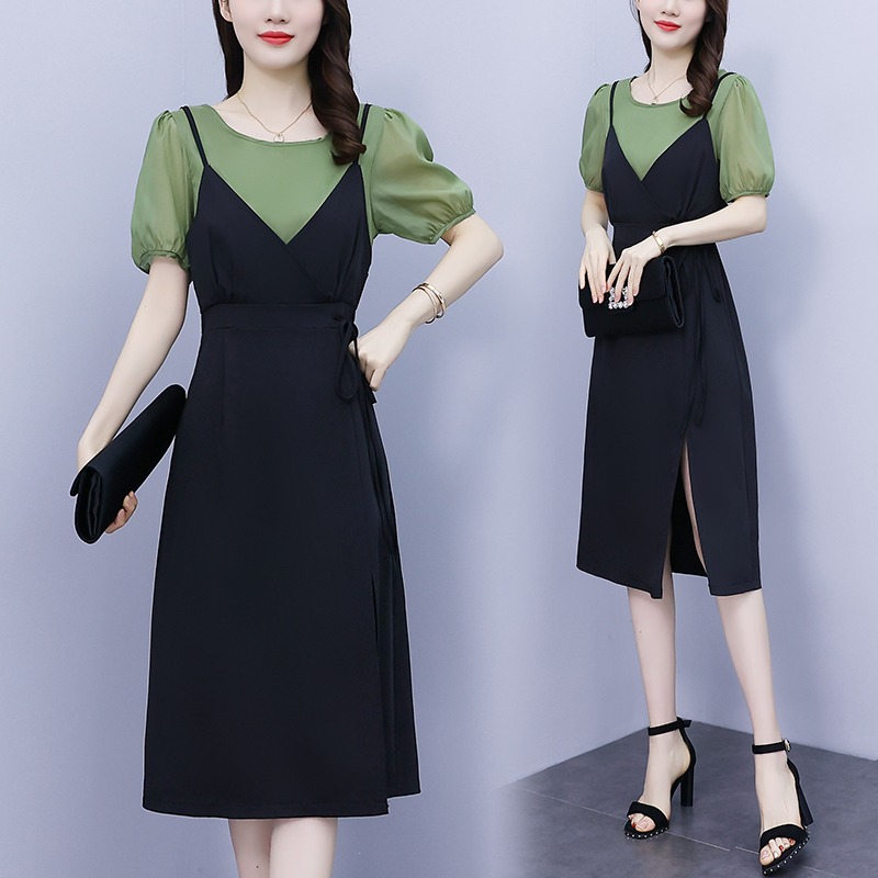 เดรสแขนสั้น มีไซส์ L-5XLอก 38-48 นิ้ว ใส่ได้ทั้งสาวหุ่นดีน่ารักจนถึงสาวอวบพลัสไซส์